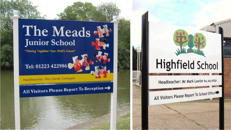 external post mounted composite school signs